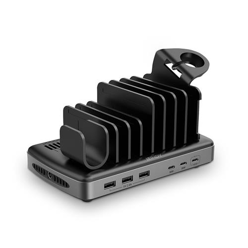 Lindy 73436 charging station organizer Freestanding Aluminium Plastic Black Grey