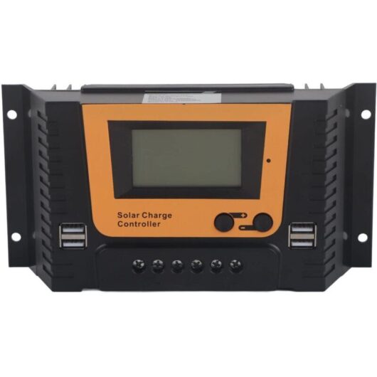 30A MPPT Solar Charge Controller, Intelligent Regulator 12V/24V/36V/48V, Charge Control, with Dual USB Ports, LCD Digital Panel for Battery