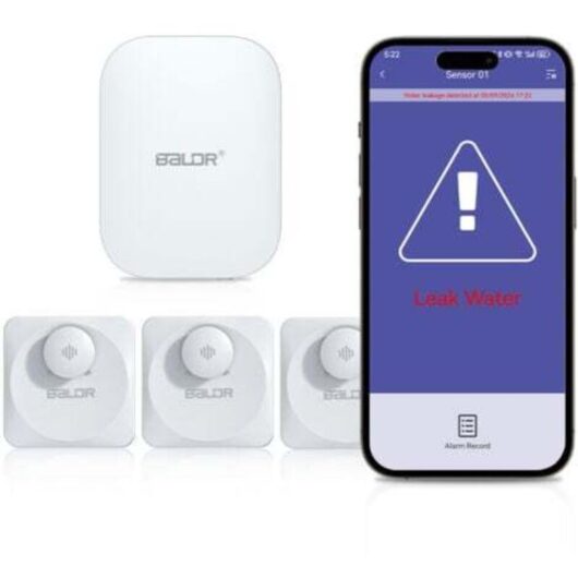 BALDR Water Leak Alarm, Smart Mobile Phone Alarm, 100dB Decibel, Whole-House Call, Smart Inspection