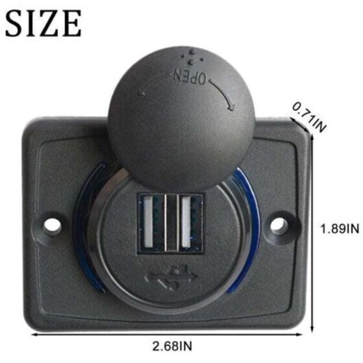Dual car USB charger, 3.1 A, ABS black, 12 V, LED, water resistant, with LED display, car phone charger and Blu-ray player - RWCha