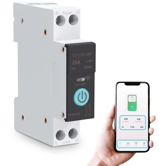 Rosvola Smart WiFi Switch, Home Security Device, Remote Control by Mobile Phone, 3 Sync Modes for Home Appliances (25A)