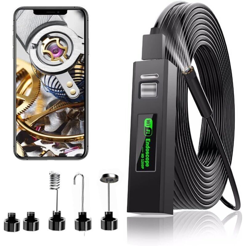 (2M) WiFi Endoscope Camera, HD 1200P Pipe Inspection Camera with LED Light for iPhone/Android/iOS Mobile Phone/Windows/Mac/Tablet/PC