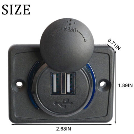 Dual USB Port Socket, 3.1A Car Dual Black ABS USB Port Charger 12V Power Outlet LED, Waterproof, USB Charger with LED Opening, Car Phone Charger,