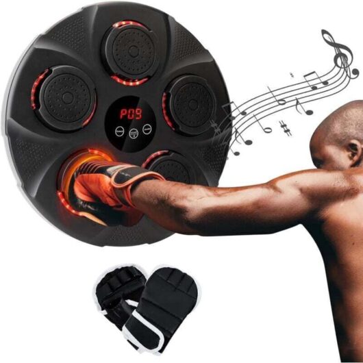 Smart Wall-Mounted Boxing Machine - Musical Boxing Set with 2 Gloves - Parent-Child Training - Bluetooth and LED Screen