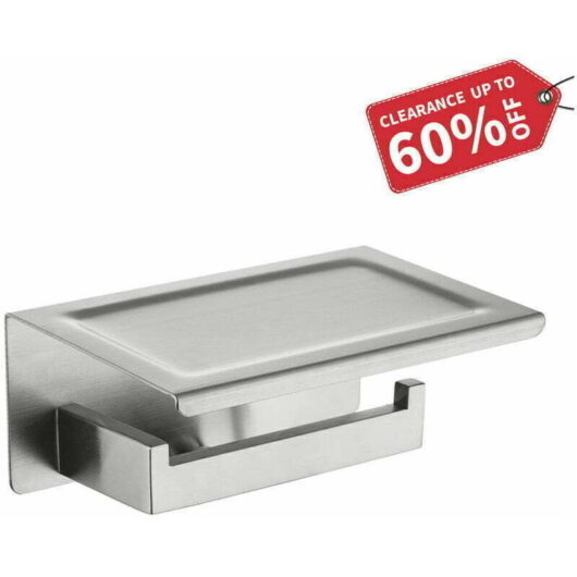 Toilet Paper Holder, Stainless Steel Wall-Mounted Toilet Paper Dispenser with Phone Holder, Brushed Finish