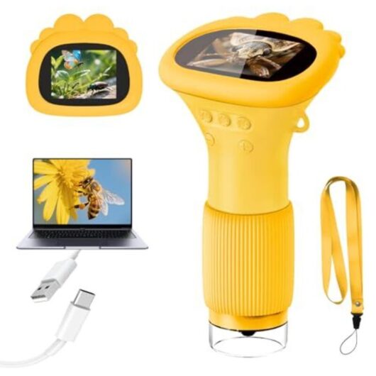 [NEVER USED] Children's Microscope, Digital Pocket Microscope with 2.0" IPS Screen, 200x Magnification, 8 LED Lights, Mobile Phone Children's