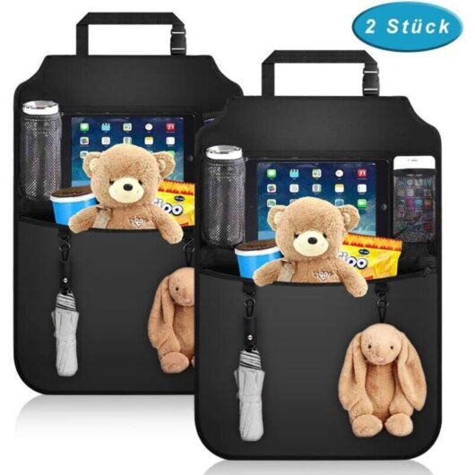[NEVER USED] Premium Car Backrest Protector - Child Backseat Organizer - Large Compartment for iPad Tablet - Waterproof - Car Seat Protector - 2
