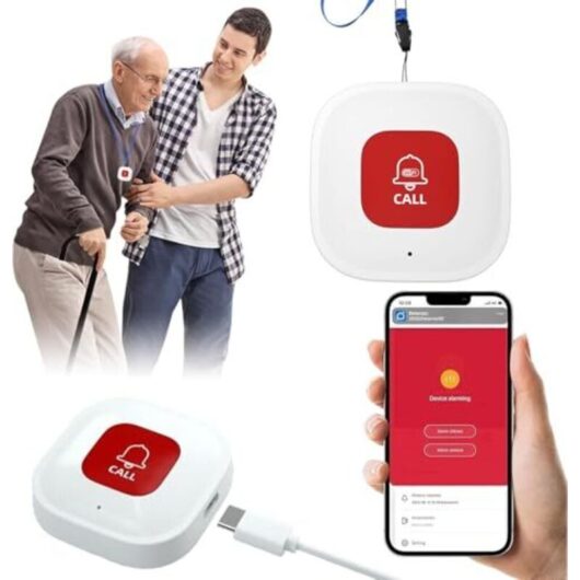 [NEVER USED] Smart emergency button for seniors, WiFi home emergency call mobile phone, Tuya/Smart Life/Alexa compatible alarm button for patients,