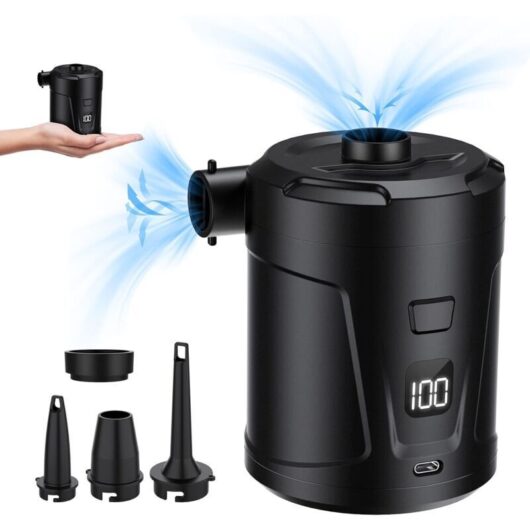 Odipie - Electric air pump, electric inflator with 4 air nozzles, fast inflator for inflatable swimming pool, bed mattress, camping, vacuum bag