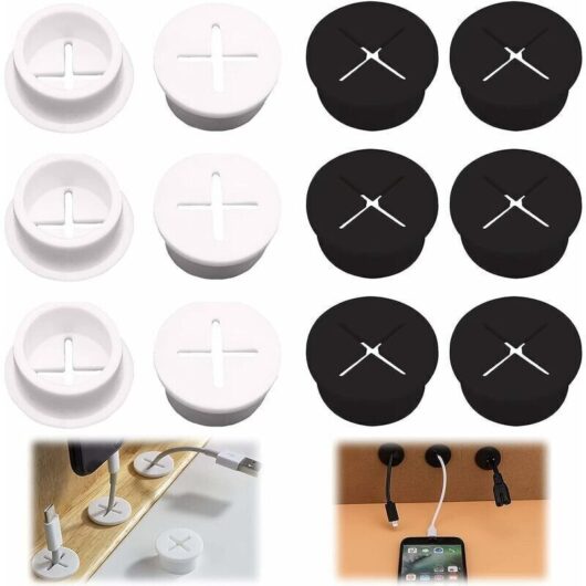 Odipie - Rubber Cable Hole Cover 12 Pcs Flexible Rubber Grommets Cable Grommets Desk Round White Cord Grommet Wire Cable Passage Small for Cell Phone