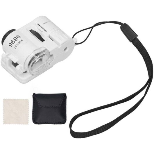Portable LED Magnifier, Foldable, 20X-60X, Clear View, Mini Multipurpose Pocket Magnifier for Coins, Stamps, Card Inspection