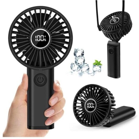 Portable Mini Fan, 3600mAh Rechargeable usb Handheld Fan, Small Handheld Fan with 6 Speeds, Portable Electric Quiet Battery Operated Desk Fan with