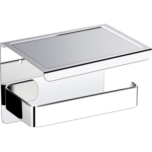 Toilet Paper Holder with 3M Adhesive 304 Stainless Steel Toilet Paper Holder with Storage Shelf Chrome
