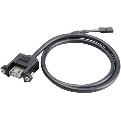 Akasa USB cable USB 2.0 Pinheader 4-pin , USB-A socket 0.60 m Black screwable, gold plated connectors, UL-approved AK-CBUB06-60BK
