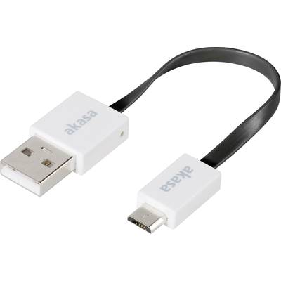 Akasa USB cable USB 2.0 USB-A plug, USB Micro-B plug 0.15 m Black highly flexible, gold plated connectors, UL-approved AK-CBUB16-15BK