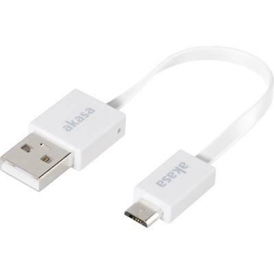 Akasa USB cable USB 2.0 USB-A plug, USB Micro-B plug 0.15 m White highly flexible, gold plated connectors, UL-approved AK-CBUB16-15WH