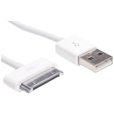 Akyga USB cable USB-A plug, Apple 30-pin plug 1.00 m White AK-USB-08