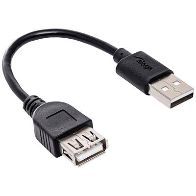 Akyga USB cable USB-A plug, USB-A socket 0.15 m Black AK-USB-23