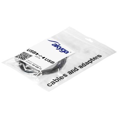 Akyga USB cable USB-A plug, USB-A socket 3.00 m Black AK-USB-19