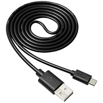 Akyga USB cable USB-A plug, USB Micro-B plug 1.00 m Black AK-USB-21
