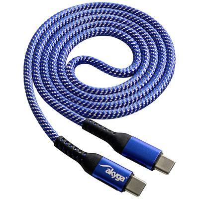 Akyga USB cable USB-C® plug, USB-C® plug 1.00 m Blue AK-USB-37
