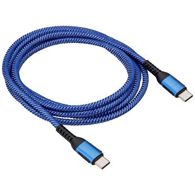 Akyga USB cable USB-C® plug, USB-C® plug 1.80 m Blue AK-USB-38