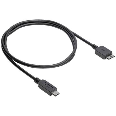 Akyga USB cable USB Micro-B 3.0 plug , USB-C® plug 1.00 m Black AK-USB-44