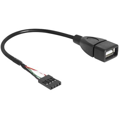 Delock USB cable USB 2.0 Pinheader 4-pin , USB-A socket 0.20 m Black UL-approved 83291
