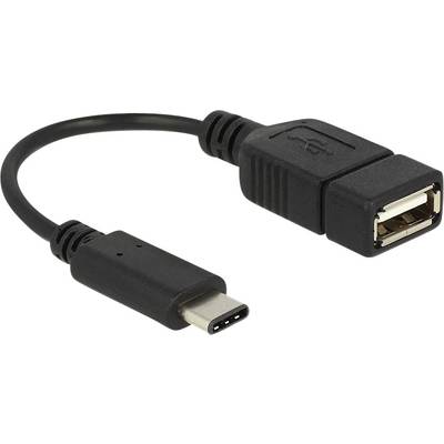Delock USB cable USB 2.0 USB-C® plug, USB-A socket 0.15 m Black 65579