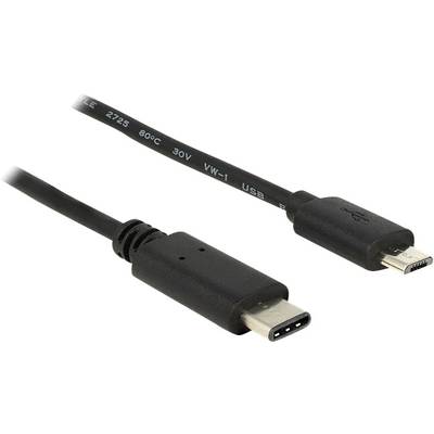 Delock USB cable USB 2.0 USB-C® plug, USB Micro-B plug 1.00 m Black 83602