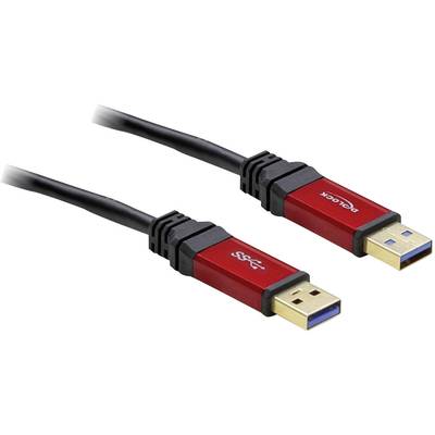 Delock USB cable USB 3.2 1st Gen (USB 3.0 / USB 3.1 1st Gen) USB-A plug, USB-A plug 2.00 m Red, Black gold plated connectors, UL-approved 82745