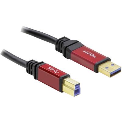 Delock USB cable USB 3.2 1st Gen (USB 3.0 / USB 3.1 1st Gen) USB-A plug, USB-B plug 1.00 m Red, Black gold plated connectors, UL-approved 82756