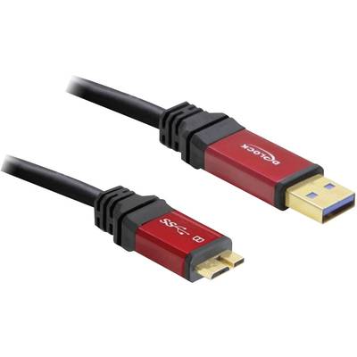Delock USB cable USB 3.2 1st Gen (USB 3.0 / USB 3.1 1st Gen) USB-A plug, USB Micro-B 3.0 plug 1.00 m Red, Black gold plated connectors, UL-approved 82760
