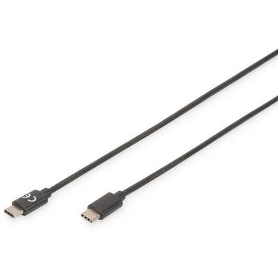 Digitus USB cable USB 2.0 USB-C® plug, USB-C® plug 3.00 m Black Flexible, Metal foil shield, Braided shield, Shielded, double shielding, incl. USB