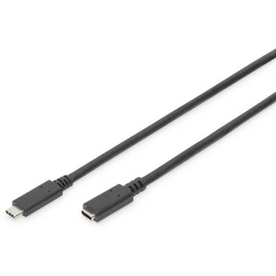 Digitus USB cable USB 2.0 USB-C® socket, USB-C® plug 1.50 m Black Flexible, Metal foil shield, Braided shield AK-300210-015-S