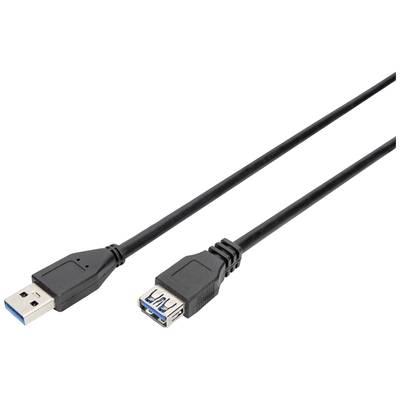 Digitus USB cable USB 3.2 1st Gen (USB 3.0 / USB 3.1 1st Gen) USB-A plug, USB-A socket 3.00 m Black AK-300203-030-S