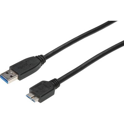Digitus USB cable USB 3.2 1st Gen (USB 3.0 / USB 3.1 1st Gen) USB-A plug, USB Micro-B 3.0 plug 1.00 m Black AK-300116-010-S