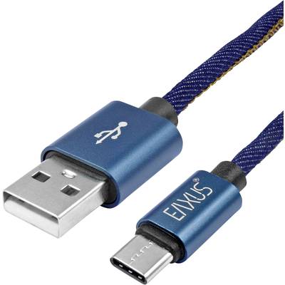 Eaxus USB charging cable USB-A plug, USB-C® plug 1.00 m Blue 4260183016106