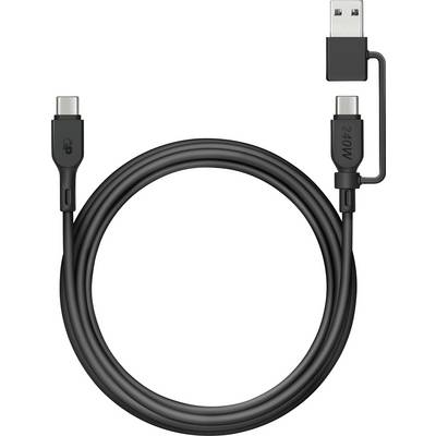 GP USB cable USB-C®, USB-A plug 1.50 m Black GPCBCCBVBKUSB971
