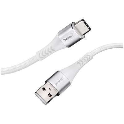 Intenso USB cable USB 2.0 USB-A plug, USB-C® plug 1.50 m White Fabric sleeve 7901102