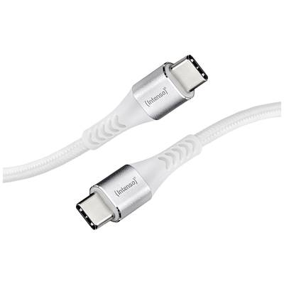 Intenso USB cable USB 2.0 USB-C® plug, USB-C® plug 1.50 m White Fabric sleeve 7901002