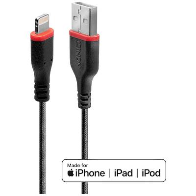 LINDY USB cable USB 2.0 Apple Lightning plug, USB-A plug 1.00 m Black 31291