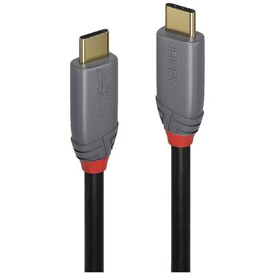 LINDY USB cable USB 3.2 2x 2nd Gen USB-C® plug, USB-C® plug 0.50 m Black, Grey 36900