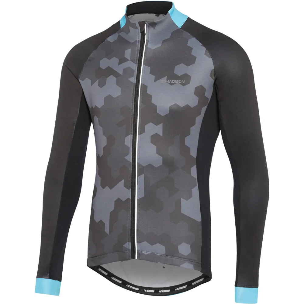Madison Sportive Thermal Roubaix Hex Camo LS Jersey Black/Blue