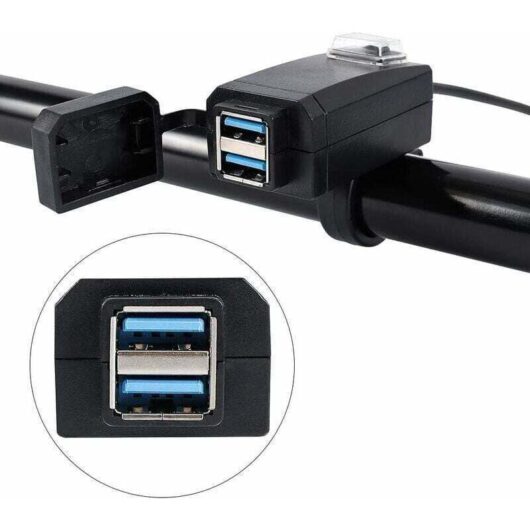 Motorcycle Charger 2 USB Ports Fast Charging Plug Adapter 3.0 12-24v USB Mobile Phone Electric Charger with Switch for Motorcycles Bicycles etc.