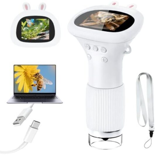 [NEVER USED] Microscope for children, digital pocket microscope with 2.0" IPS screen, 200x magnification, 8 LED lights, mobile phone children's
