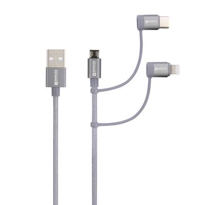 Skross USB cable USB 2.0 USB-A plug 1.20 m Space Grey Round, Flexible, Fabric sleeve SKCA00143-1120CN