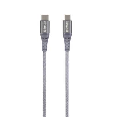 Skross USB cable USB 2.0 USB-C® plug, USB-C® plug 1.20 m Space Grey Round, Flexible, Fabric sleeve SKCA0017C-C120CN