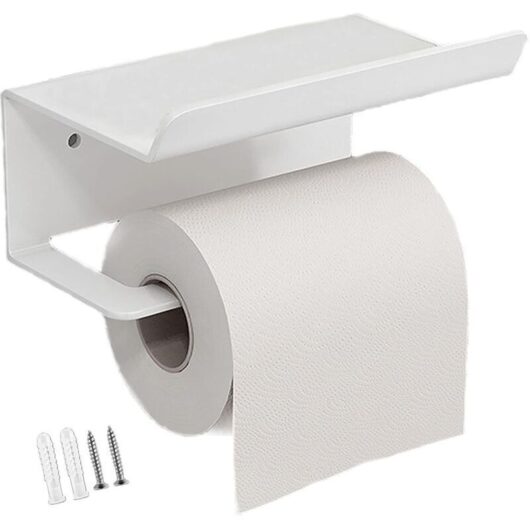 Toilet Paper Holder, Stainless Steel Towel Holder for Mobile Phone, Toilet Roll Holder, Toilet Paper Dispenser, Toilet Paper Holder with Shelf for
