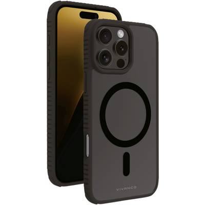 Vivanco MAG SOLID ELITE Back cover Apple iPhone 16 Pro Max Transparent, Black Inductive charging, Sandproof, Sprayproof, Dustproof 64243